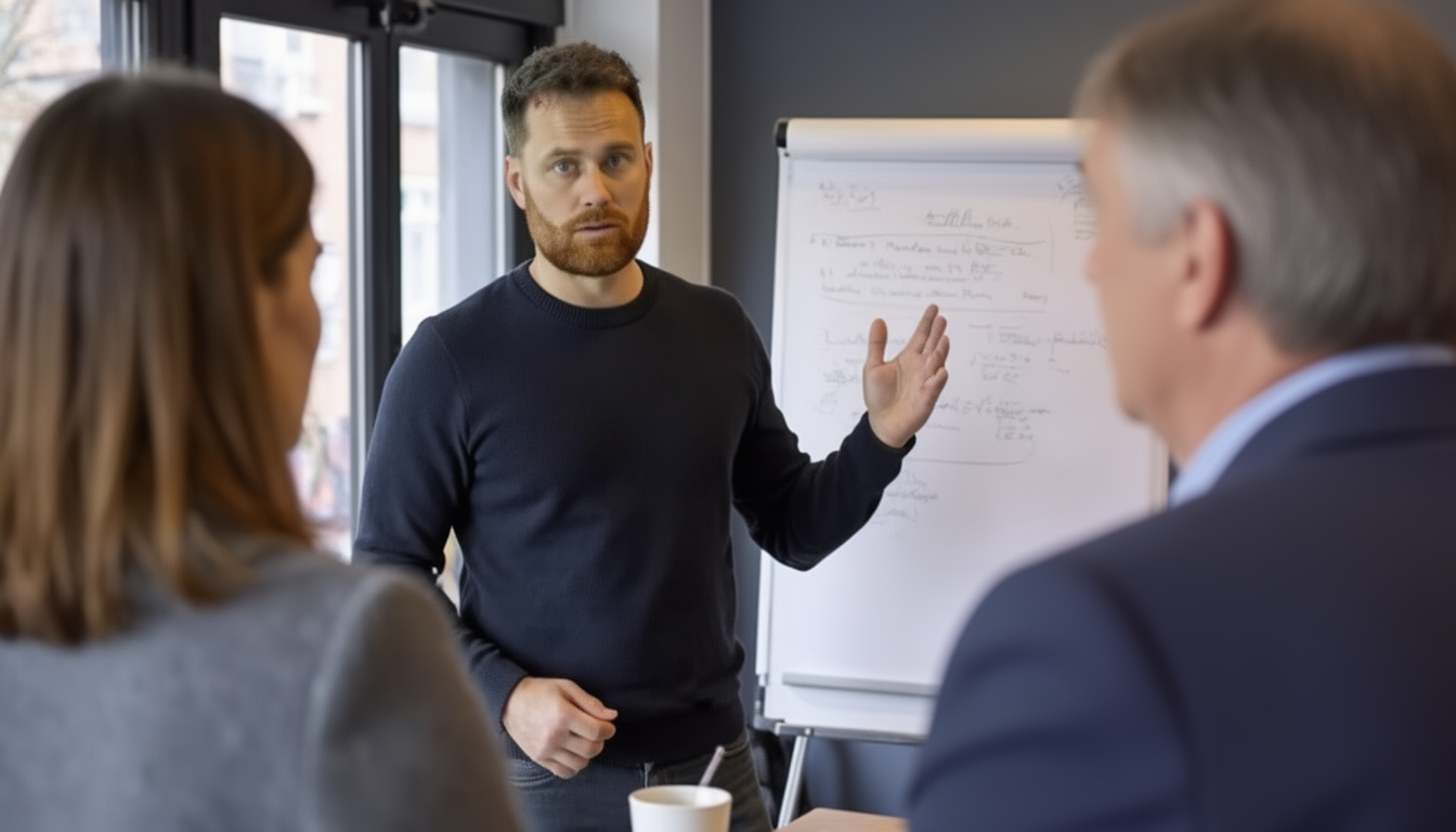 Tom Pearson mapping out a process on a flipchart